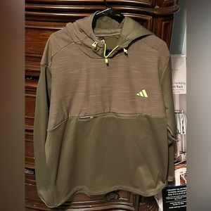 Brand new Mens olive green adidas long sleeve pull over hoodie sweatshirt!